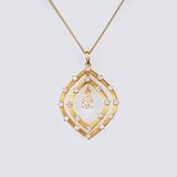 A Diamond Pendant with Solitaire Diamond on Necklace - image 1