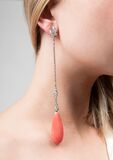A Pair of very long Diamond Coral Earpendants - image 2