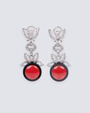 A Pair of Ear Pendants with Coral, Onyx and Diamonds - image 1
