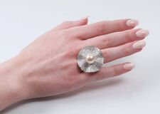 A Large Diamond Cocktailring with Southsea Pearl - image 2