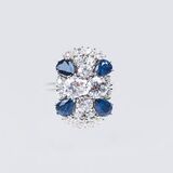 An Old Cut Diamond Sapphire Ring - image 1