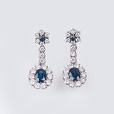 A Pair of Sapphire Diamond Earpendants - image 1