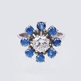A Solitaire Diamond Ring with Sapphires - image 1