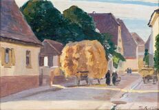 Erntewagen auf der Dorfstraße