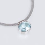 A large Aquamarine Pendant on Necklace - image 1