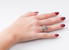 A Coloured Precious Stone Ring with Diamonds - image 2