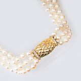 A Pearl Necklace with Diamond Clasp - image 1