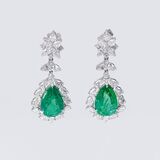 A Pair of Emerald Diamond Earpendants - image 1