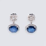 A Pair Sapphire Diamond Earring - image 1