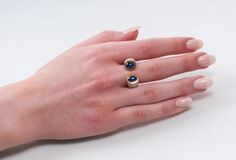 A modern Ring with Sapphires and Diamonds - image 2