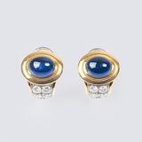 A Pair of Sapphire Diamond Earrings - image 1