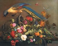 Basket with Fruits, Flowers and Parrots - image 1