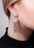 A Pair of Diamond Emerald Ear Chandeliers - image 2