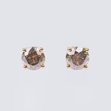 A Pair of Fancy Diamond Solitaire Earrings - image 1