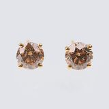 A Pair of Fancy Diamond Solitaire Earrings - image 1