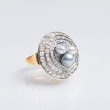 Art-déco Diamant-Ring mit Perlen - Bild 2