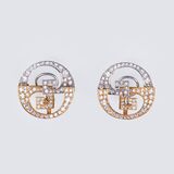 A Pair of two-coloured Diamond Earrings - image 1