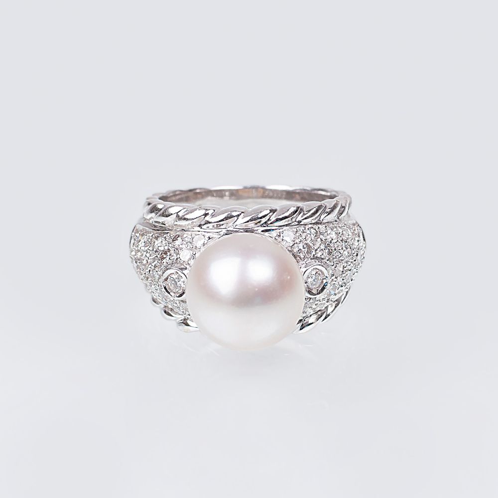 Brillant-Ring mit Perle