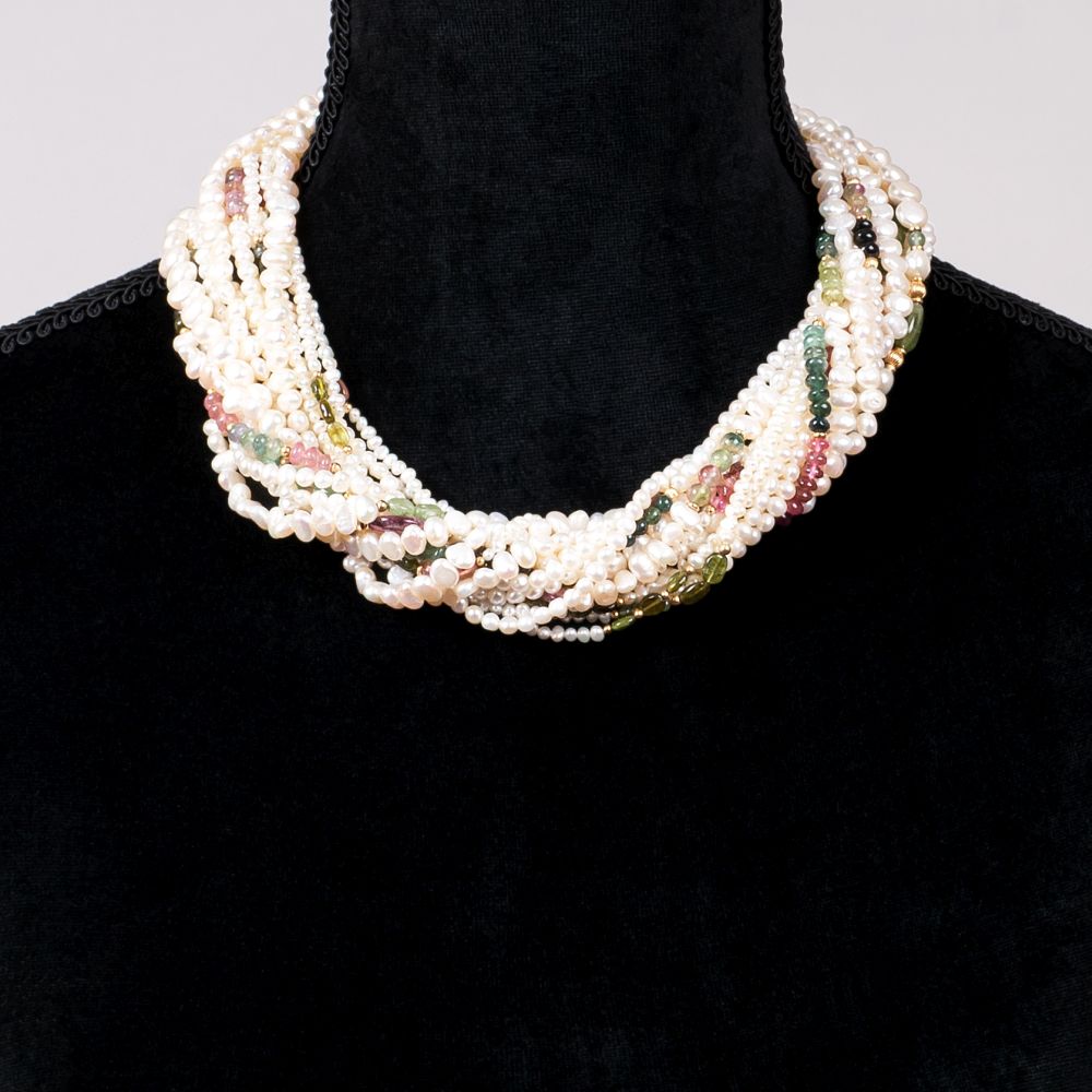 Mehrreihiges Perlen-Turmalin-Collier - Bild 2