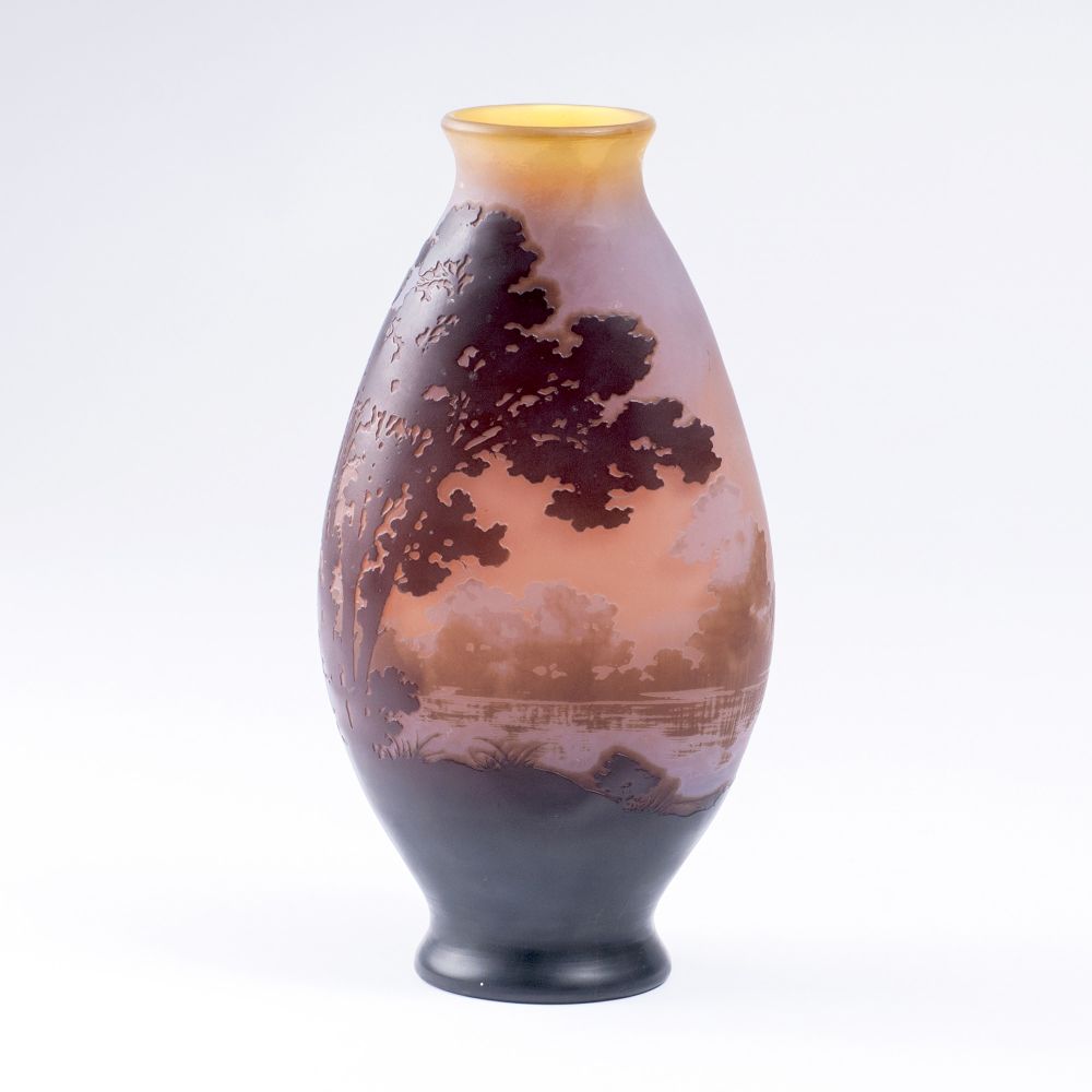 Emile Gallé - A Vase with Landscape Decor A Vase with Landscape Decor