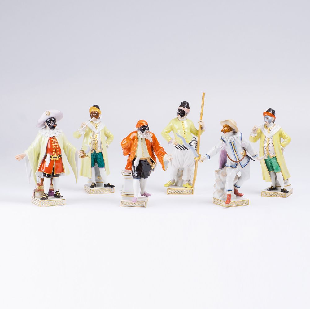 Satz von 6 Figuren aus der Commedia dell'Arte