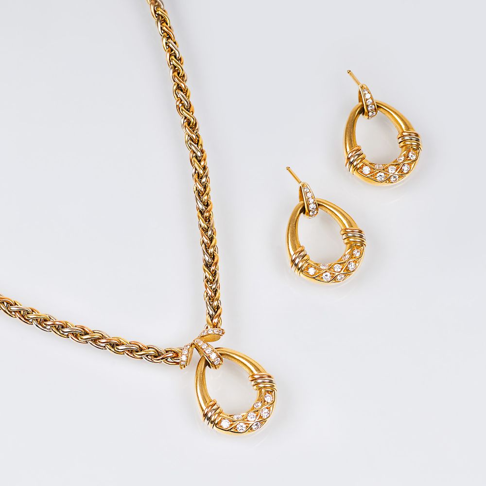 Gold-Brillant-Collier mit Ohrringen