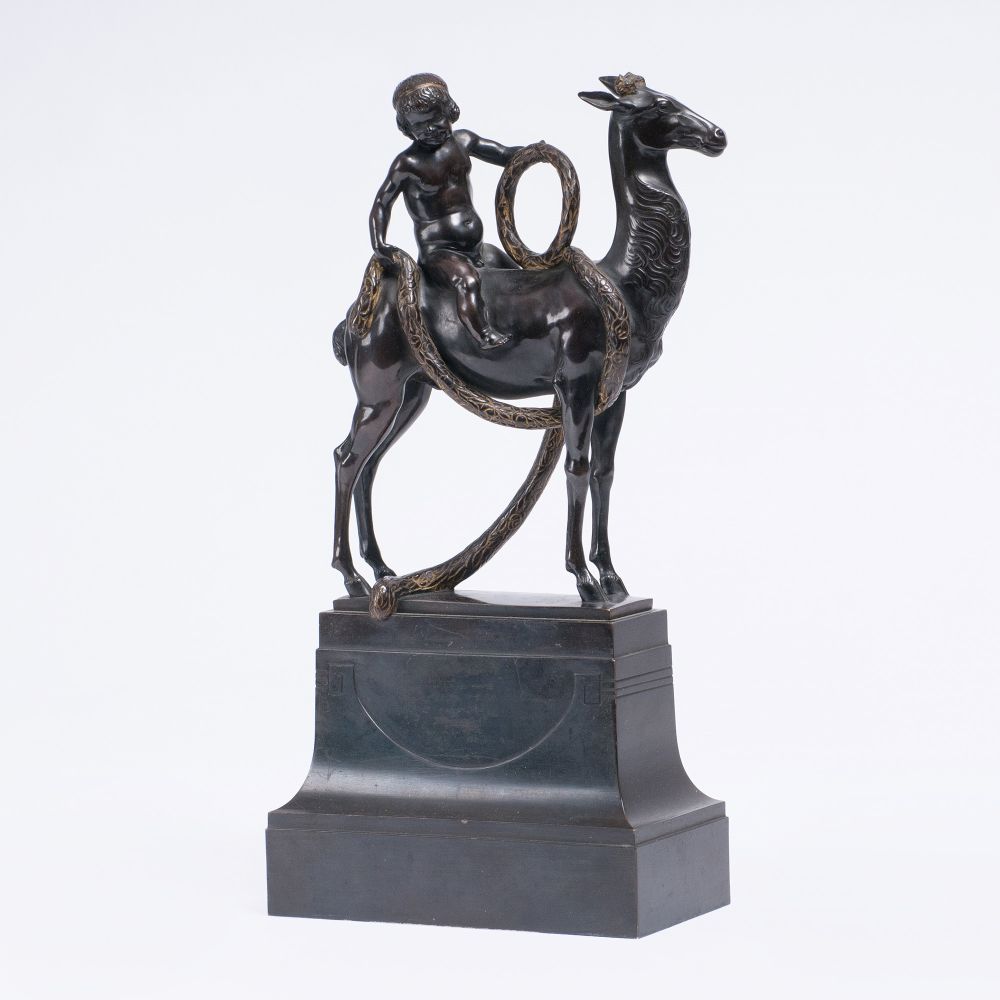 An Art Nouveau Bronze Figure 'Boy with garland, on deer' - image 2