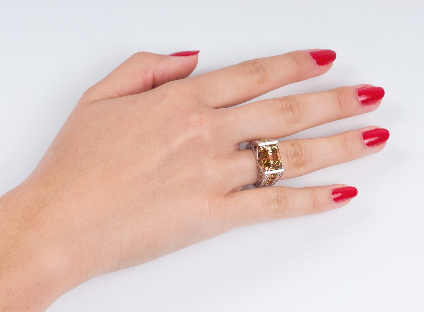 A Tourmaline Diamond Ring with Fancy Diamonds - image 3