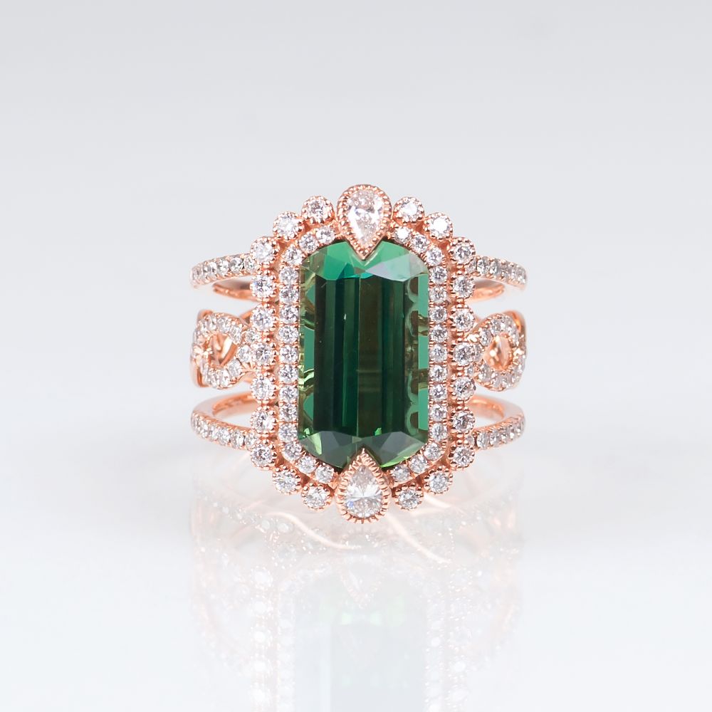 A Tourmaline Diamond Ring