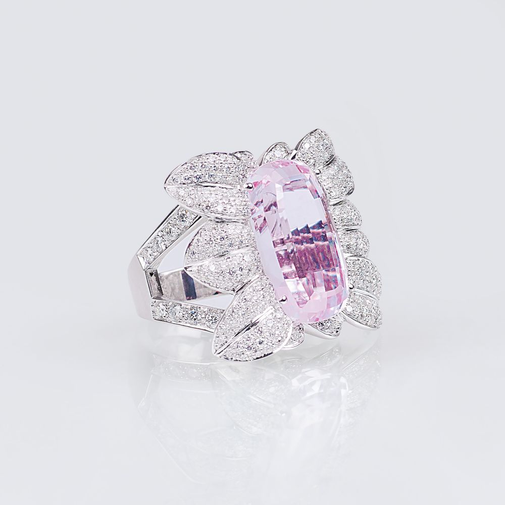 A splendid Kunzite Diamond Cocktailring - image 2