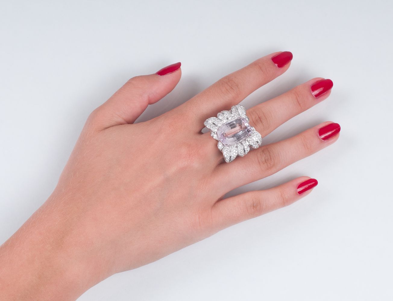 A splendid Kunzite Diamond Cocktailring - image 3