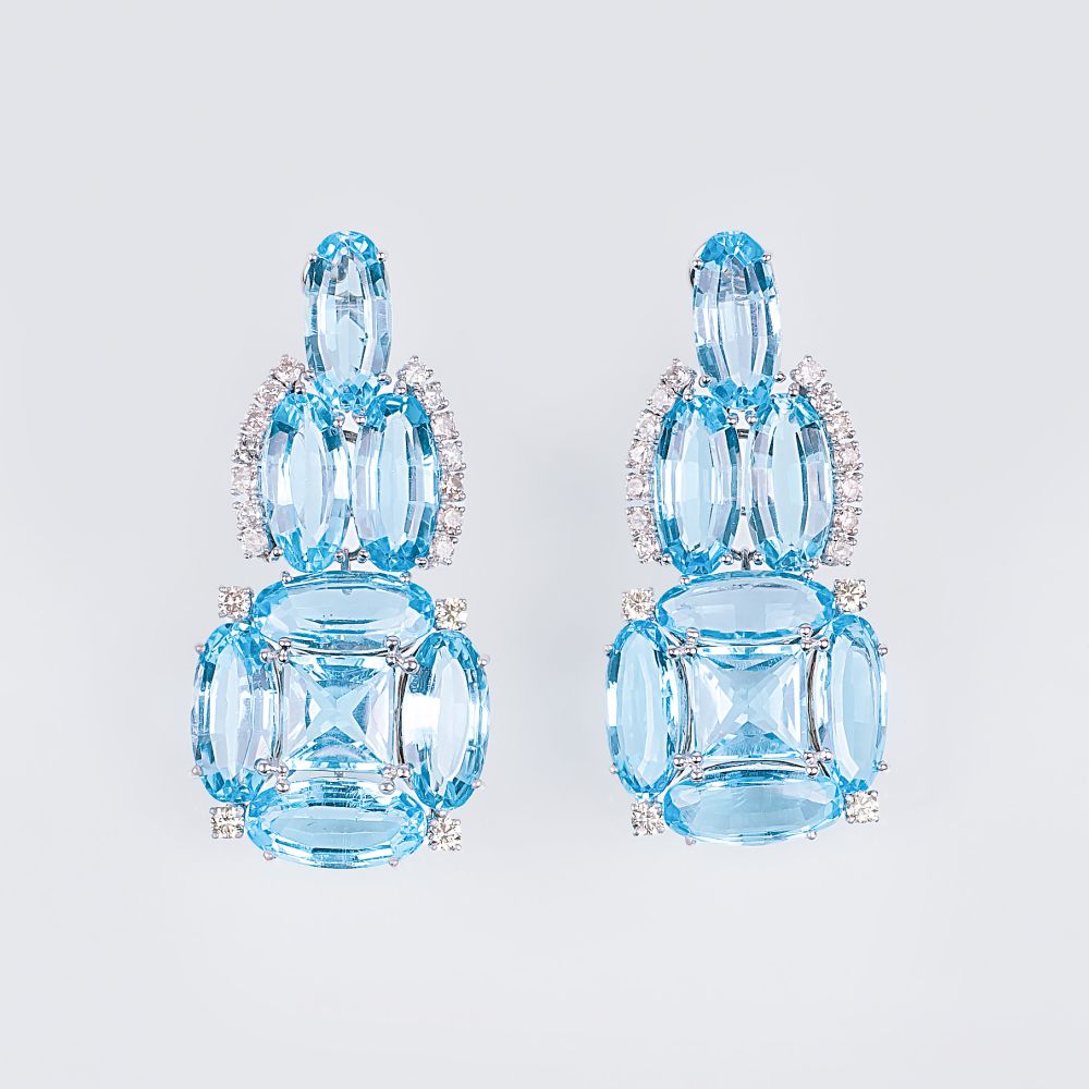 A Pair of colourful Topaz Diamond Earpendants