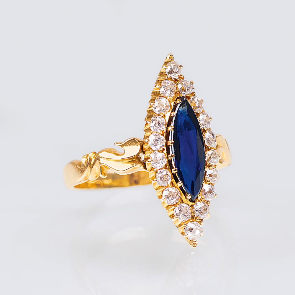 An Antique Russian Diamond Sapphire Ring - image 2