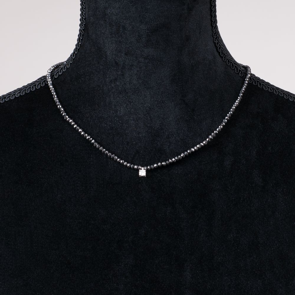 A Black Diamond Necklace with Solitaire Diamond - image 2