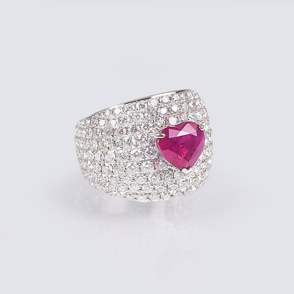 A Diamond Ruby Ring 'Heart' - image 2