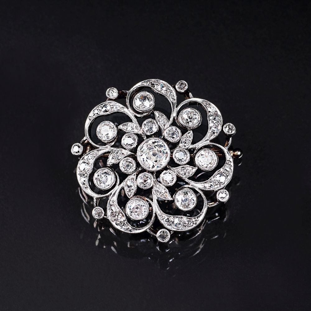Jugendstil Diamant-Blütenbrosche Jugendstil Diamant-Blütenbrosche