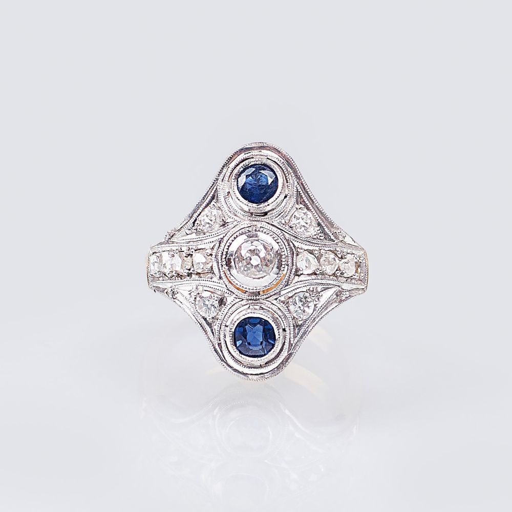 Art-déco Saphir-Diamant-Ring Art-déco Saphir-Diamant-Ring