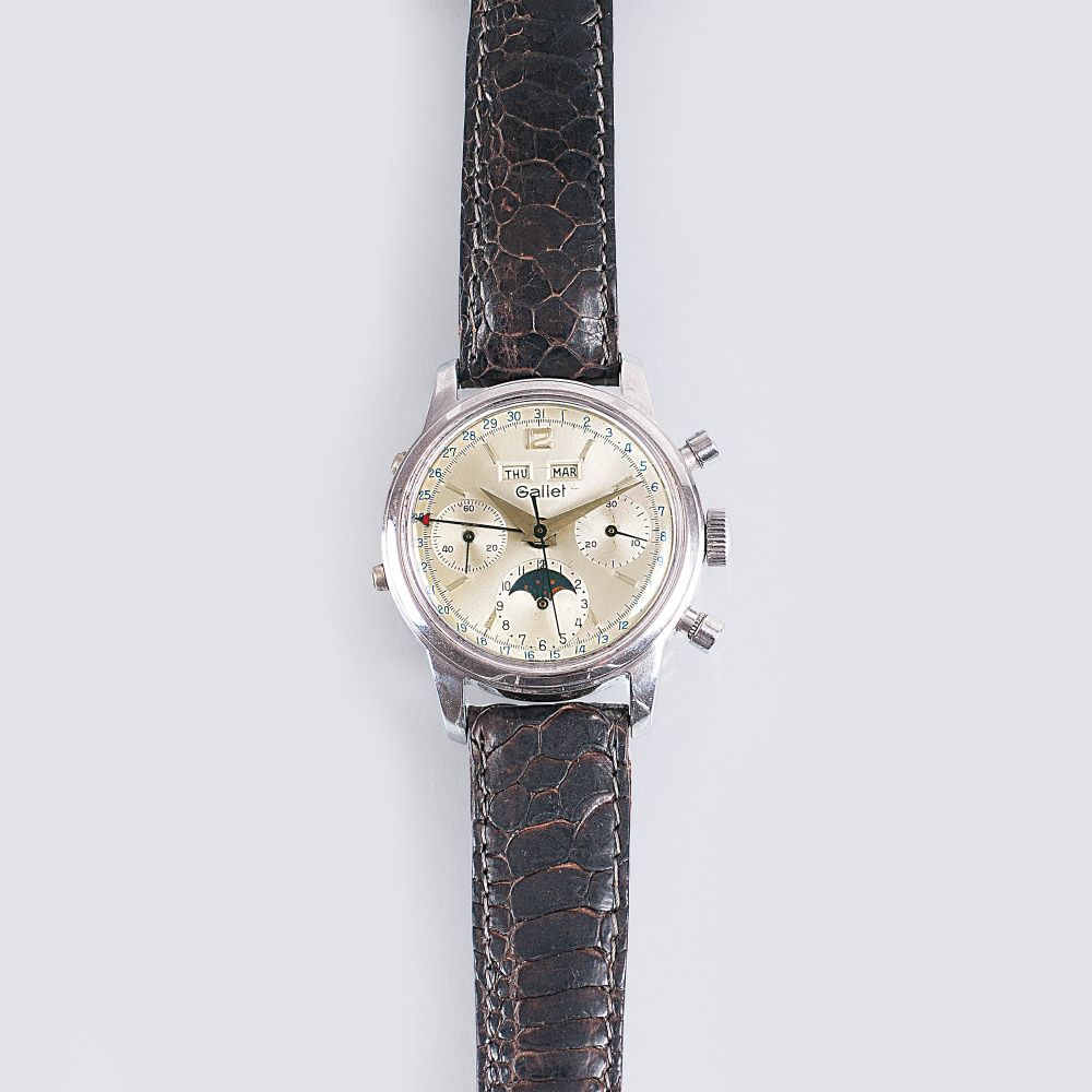 Gallet - A Vintage Gentlemen's Wristwatch 'MultiChron' Chronograph with Full Calendar and Moonphase A Vintage Gentlemen's Wristwatch 'MultiChron' Chronograph with Full Calendar and Moonphase