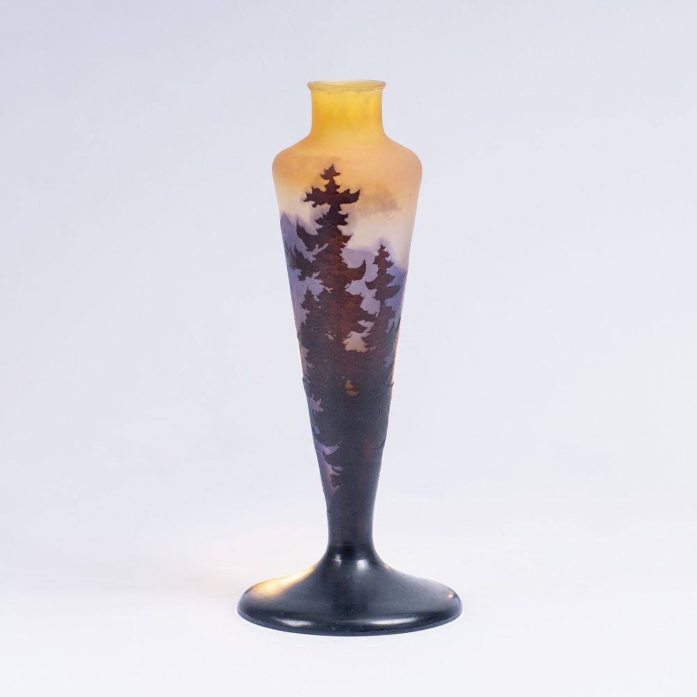Emile Gallé - A Large Vase with Mountain Landscape A Large Vase with Mountain Landscape