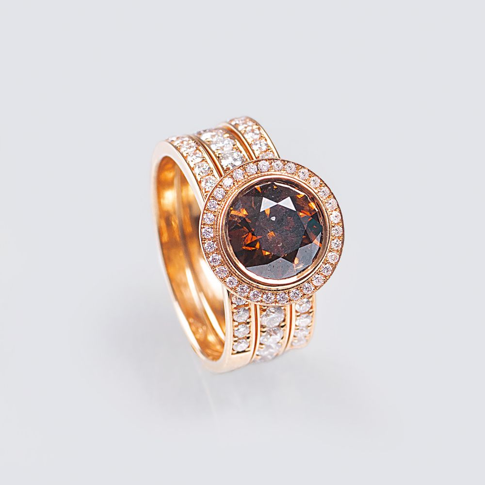 Fancy Diamant Solitär-Ring mit Brillanten - Bild 1