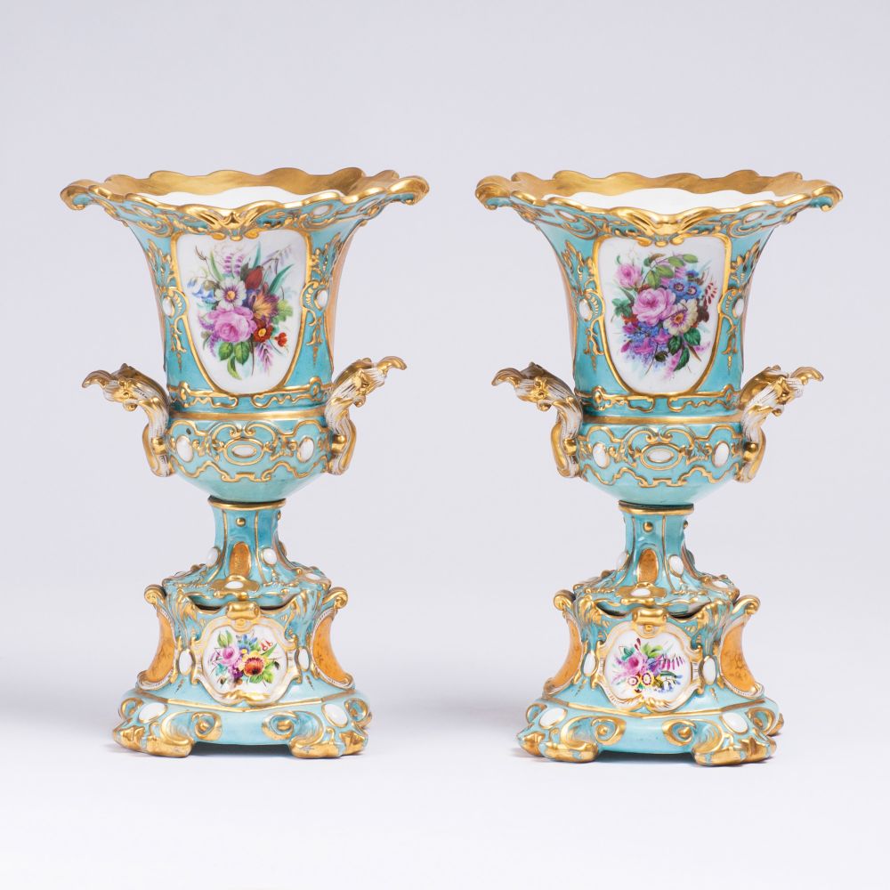 A Pair of Russian Vases with Flower Painting