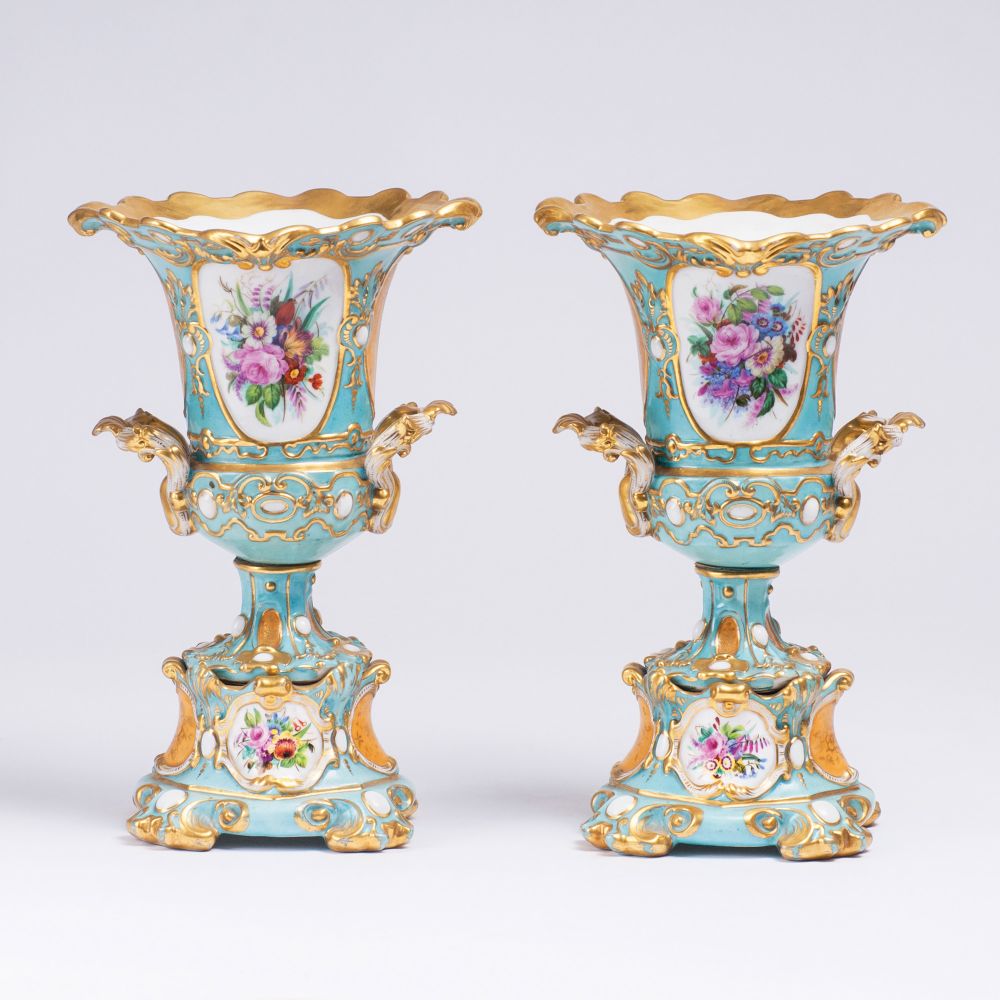 A Pair of Russian Vases with Flower Painting A Pair of Russian Vases with Flower Painting