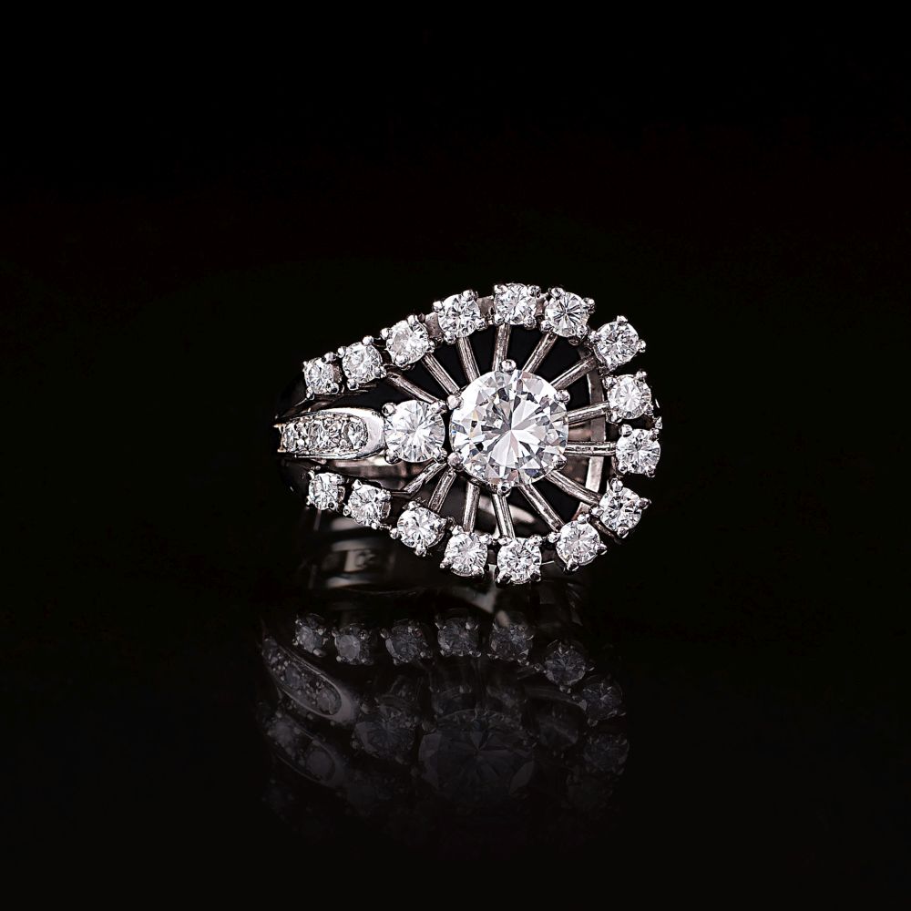 A Fine Diamond Solitaire Ring with Diamonds