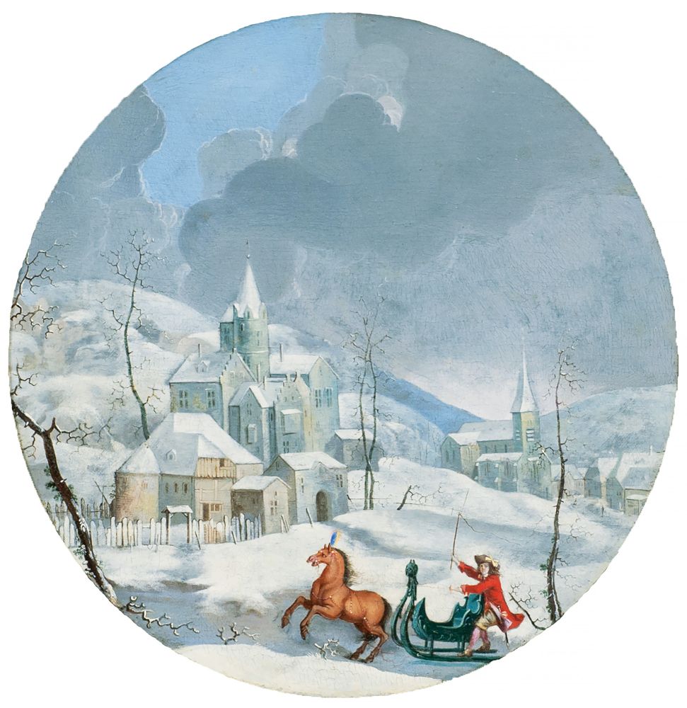 Winterlandschaft mit Pferdeschlitten