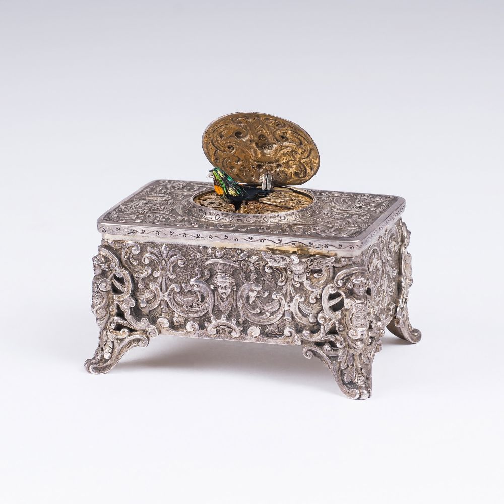 A Rare, Ricly Decorated Music Box 'Singing Bird Box'