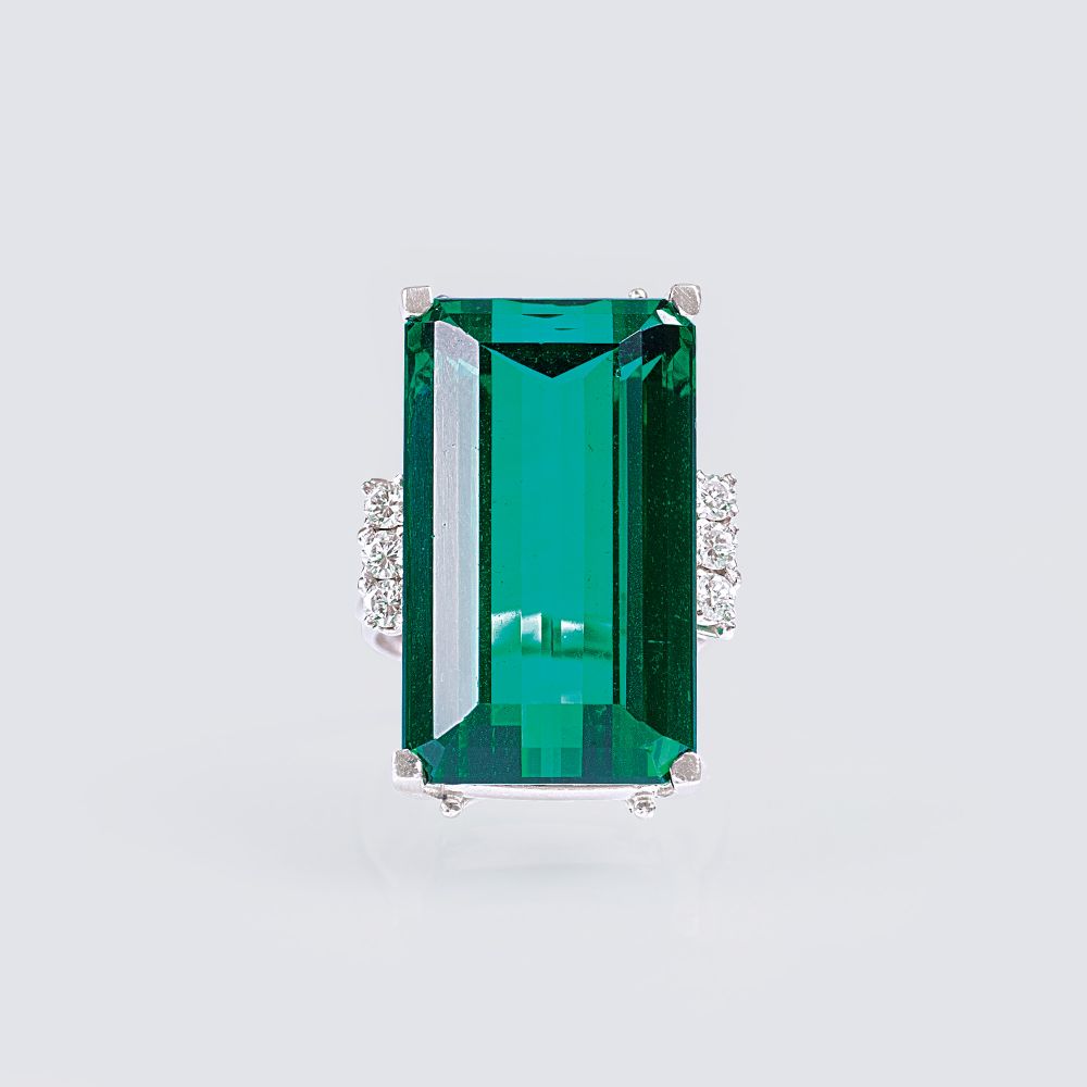 A large Tourmaline Diamond Ring A large Tourmaline Diamond Ring
