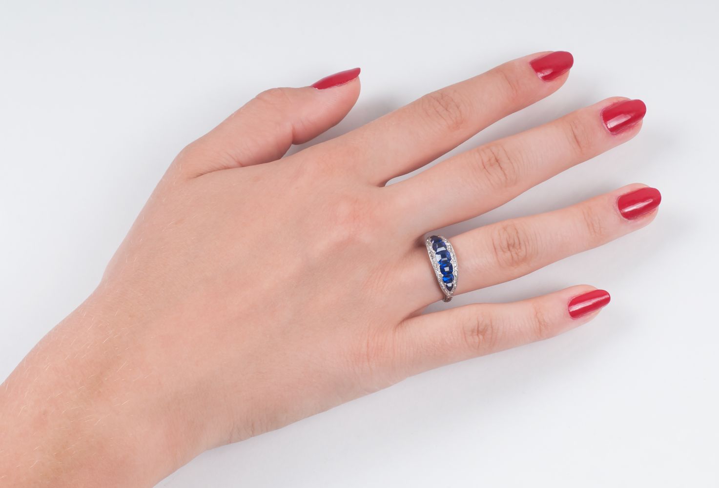 An Art Nouveau Sapphire Diamond Ring - image 2