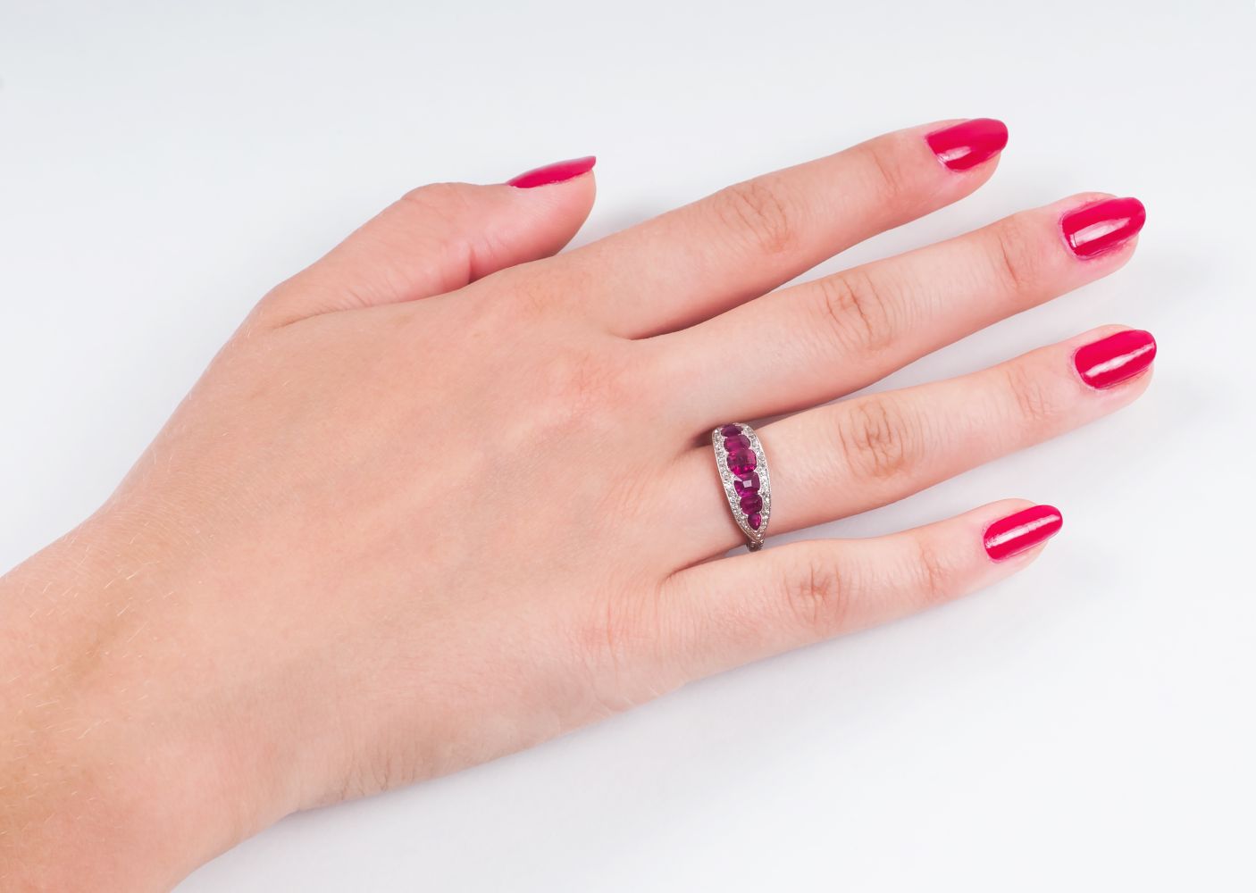 An Art Nouveau Ruby Diamond Ring - image 2
