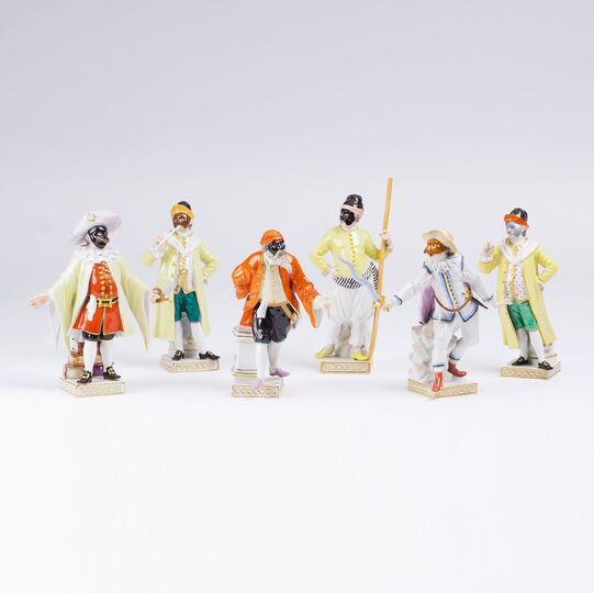 A Set of 6 Figures from the Commedia dell' Arte