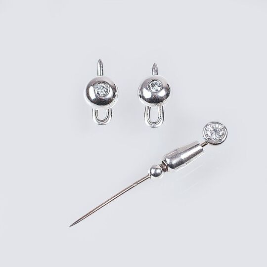 A Pair of Tailcoat Buttons and Needle with Diamonds